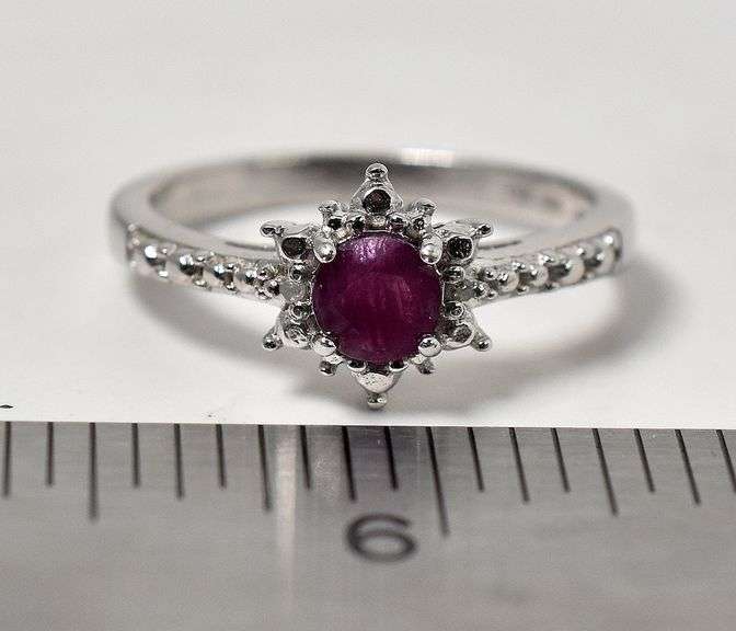 Ruby and Diamond Ring in Sterling Silver