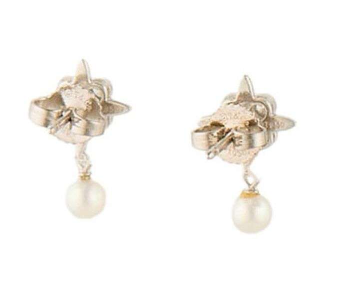 Tiffany & Co. Signature X 0.25ctw Diamond and Pearl Drop Earrings in Platinum