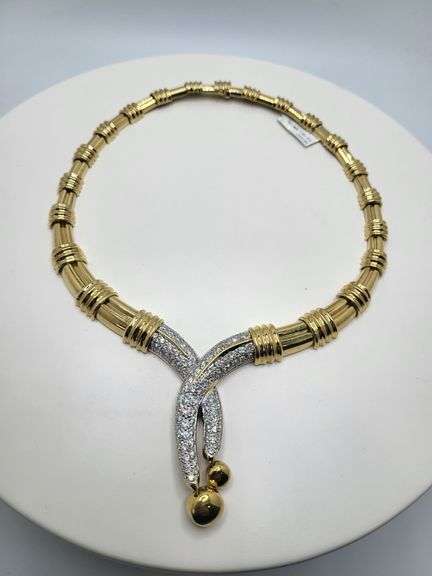 Beautiful Vintage 18KT Gold Diamond Necklace
