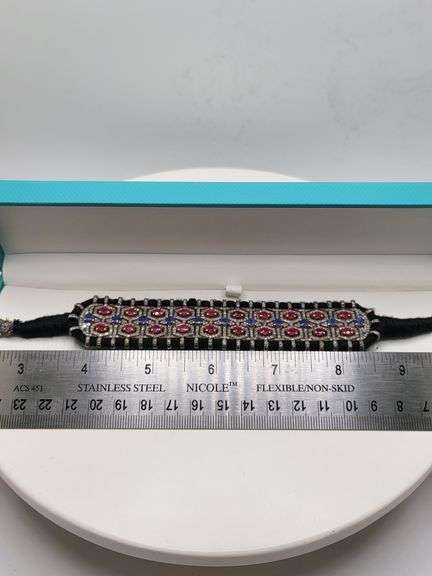 New! +15 ctw all natural rubys, sapphire and diamond weaved on fabric bracelet