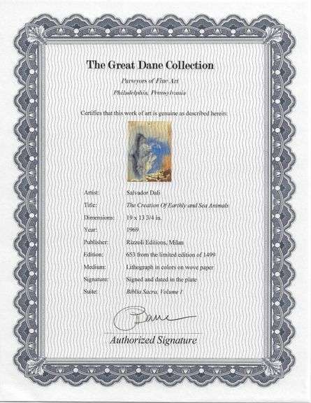 Highly Collectible and Rare Salvador Dali Original Lithograph from the 'Biblia Sacra' Suite