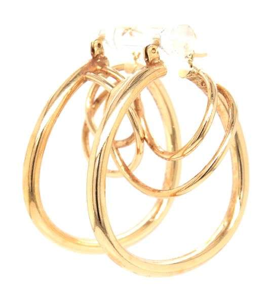 14kt Yellow gold triple hoop earrings