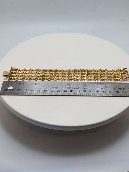 Italian Signed 18KT Yellow Gold Wide Bracelet