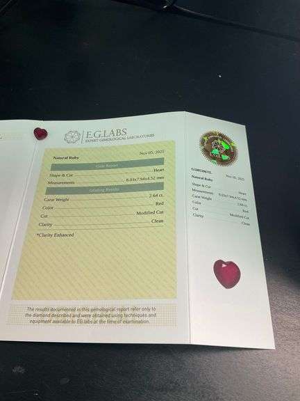 CERTIFIED NATURAL RUBY 2.64 CARAT HEART SHAPE.