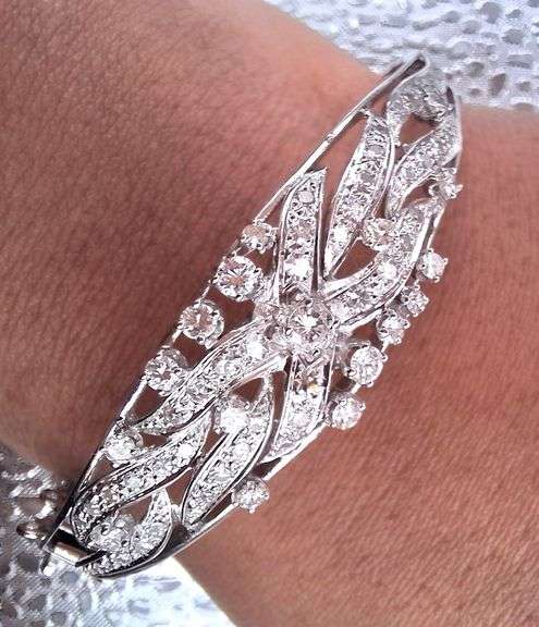 14K White Gold Vintage Diamond Bracelet – Natural Diamonds