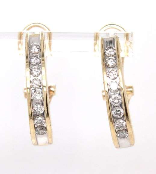 14kt Yellow gold 1ctw J diamond hoop earrings