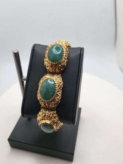 Investment! Antique 14KT Yellow Gold Bracelet featuring very Rare Jade