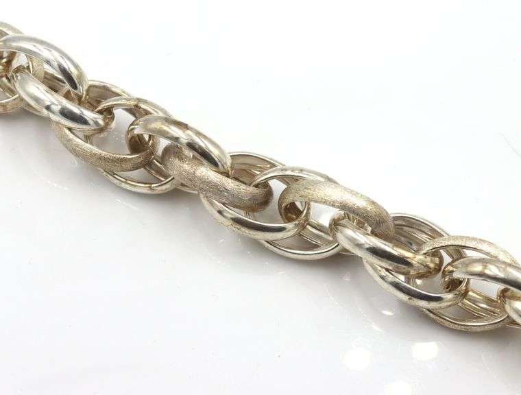 925 Sterling silver high polished and satin link bracelet