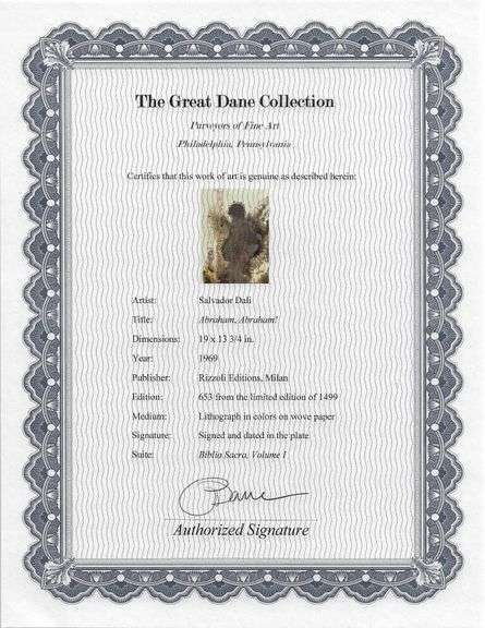 Highly Collectible and Rare Salvador Dali Original Lithograph from the 'Biblia Sacra' Suite