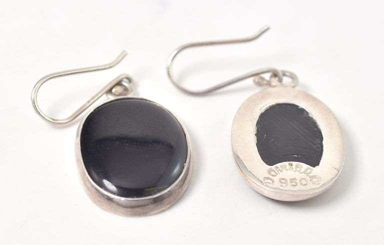 Black Onyx Dangle Earrings in Sterling Silver