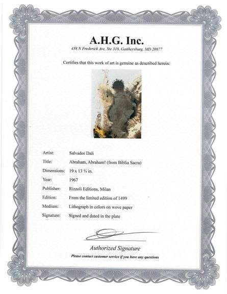 Highly Collectible and Rare Salvador Dali Original Lithograph from the 'Biblia Sacra' Suite