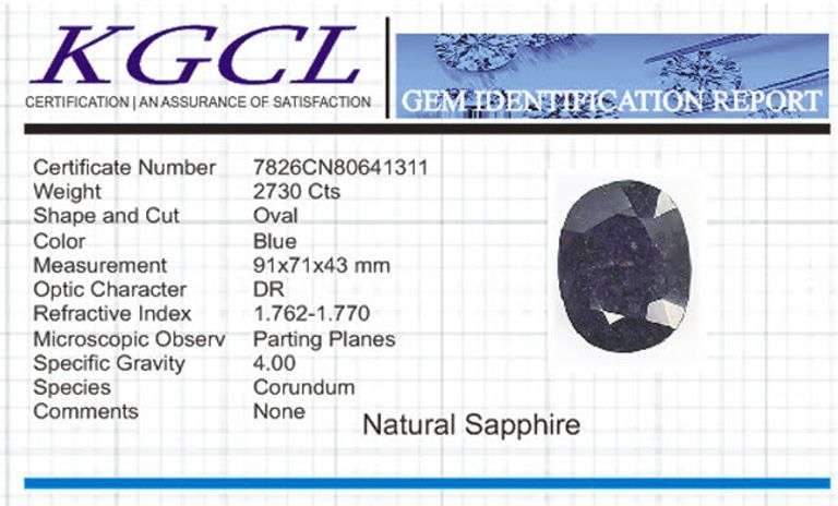 Huge Museum Size Certified 2730 Ct Museum Size Blue Sapphire