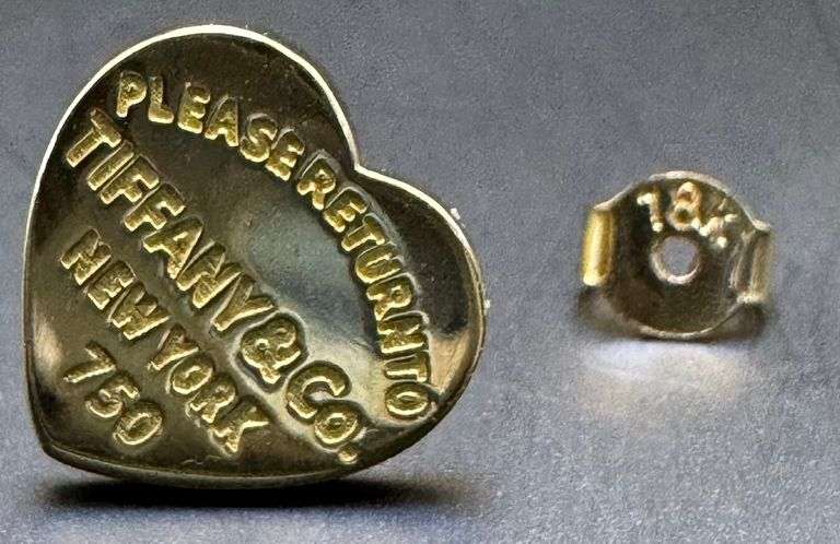 18K Tiffany & Co Yellow Gold Heart Earring