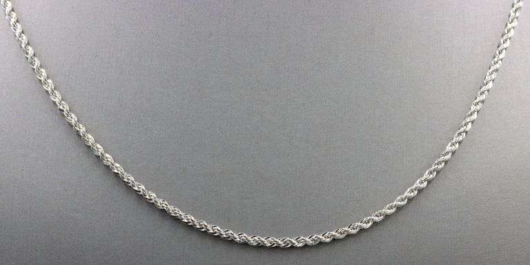 Vintage 925 sterling silver diamond cut rope chain necklace