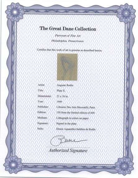 Exclusive Auguste Rodin Lithograph of Watercolor Signed in the Plate, 1949