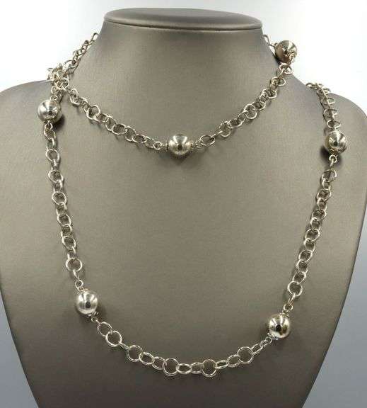 Fancy circle ball chain necklace in 925 sterling silver