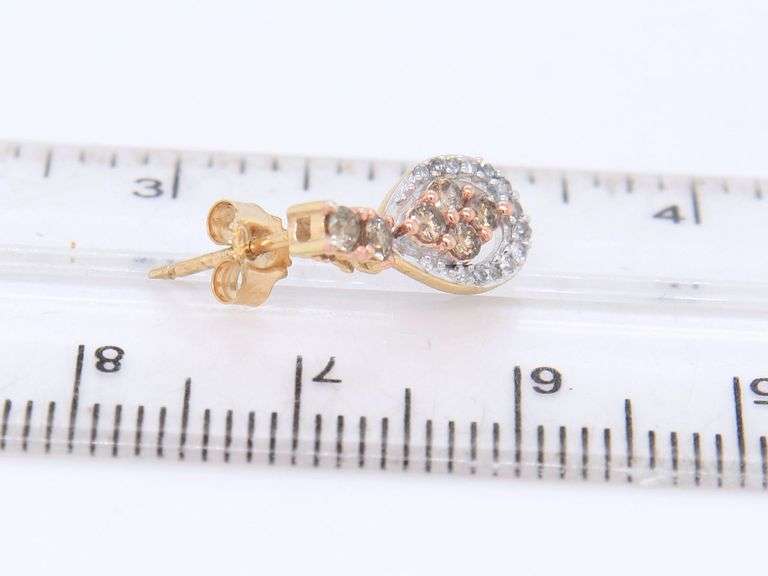 10kt Yellow Gold Chocolate and Diamond Dangle Earrings