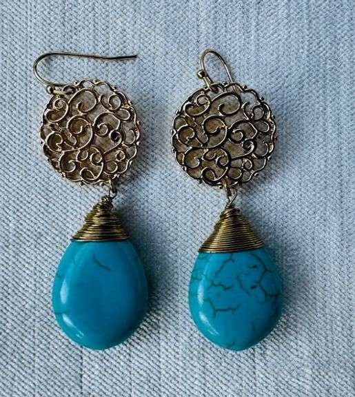 Ottoman Style Turquoise Color  Fashion  Design Earrings