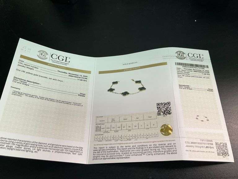 CERTIFIED BRAND NEW 18K YELLOW GOLD CLOVER LEAF BRACELET