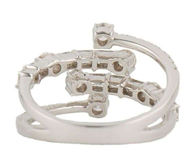 1.70ctw Baguette and Round Diamond Multi Row Bypass Ring in 14K