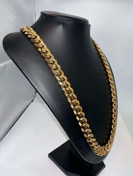 Huge 208.3 Grams 14 Kt Gold Plated Curb Link Necklace