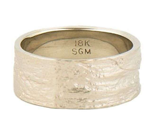 Gents 9.0MM Textured Wedding Band Ring in 18K