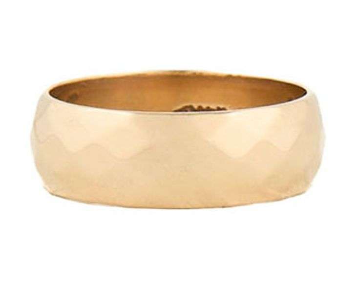 Gents Polished 8MM Hammered Faceted Band Ring in 14K