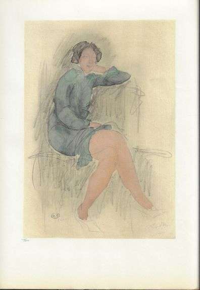 Exclusive Auguste Rodin Lithograph of Watercolor Signed in the Plate, 1949