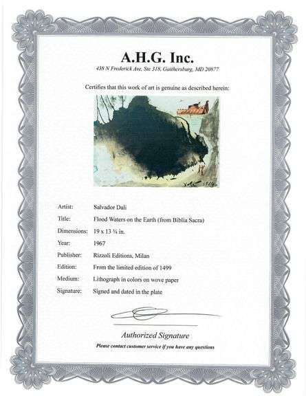 Highly Collectible and Rare Salvador Dali Original Lithograph from the 'Biblia Sacra' Suite