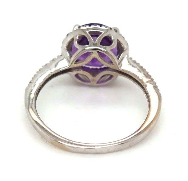 14kt White gold 1.35ctw amethyst and diamond halo ring