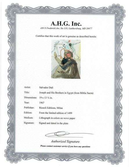 Highly Collectible and Rare Salvador Dali Original Lithograph from the 'Biblia Sacra' Suite