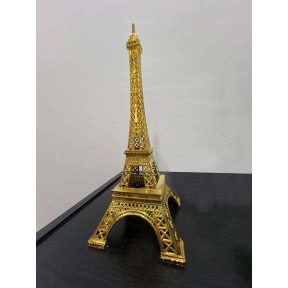 15-Inch Eiffel Tower Statue Gold Alloy Metal