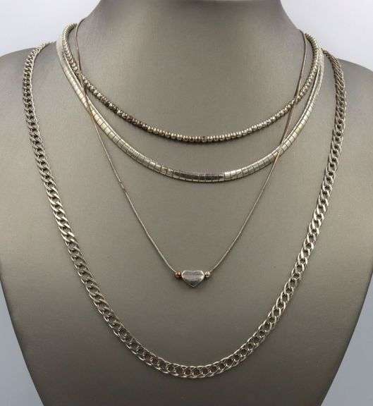 Group lot of 4 Vintage 925 sterling silver necklaces