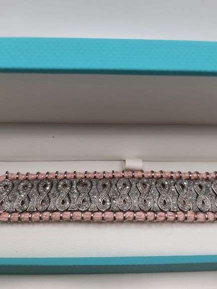 New! +10 ctw all natural diamond  weaved on fabric bracelet