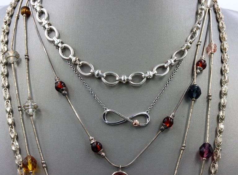 Group lot of 5 Vintage 925 sterling silver necklaces