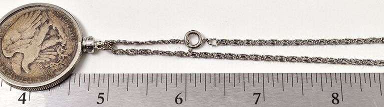 1917 Liberty Half Dollar Pendant Necklace in Sterling Silver