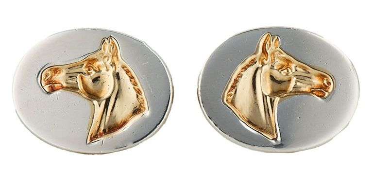 Vintage Tiffany & Co. Two Tone Horse Cufflinks in 18K and Sterling