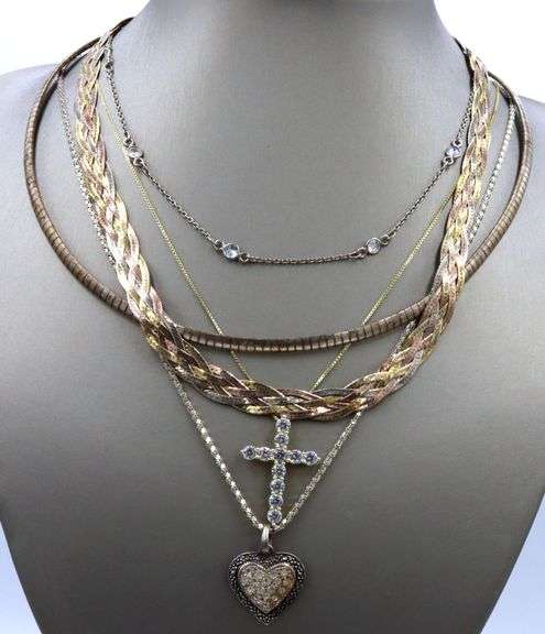 Group lot of 5 Vintage 925 sterling silver necklaces