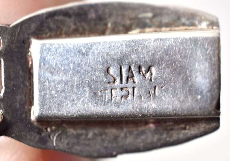 Black Enamel SIAM Thai Dancer Bracelet in Sterling Silver