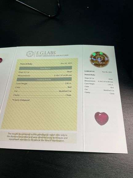 CERTIFIED NATURAL RUBY 2.85 CARAT HEART SHAPE.