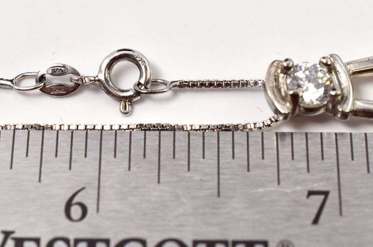 CZ Gemstone Pendant Necklace in Sterling Silver