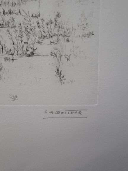 Very rare Remarkabe eoriginal etching hand signed by S.A. Boisecq