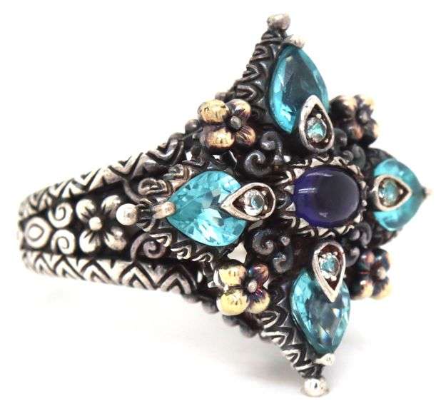 Barabara Bixby blue and white topaz lolite starburst ring
