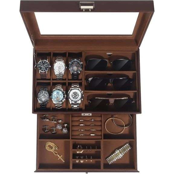 6-Slot Watch & Sunglasses Organizer with Drawer