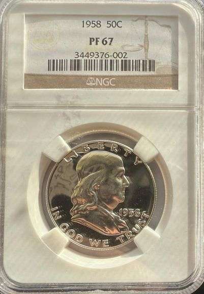 1958 Proof 67 NGC Franklin Half.