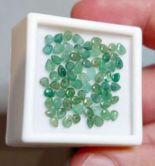 You get a beautiful mix of greens in this 6.96ct Emerald set!