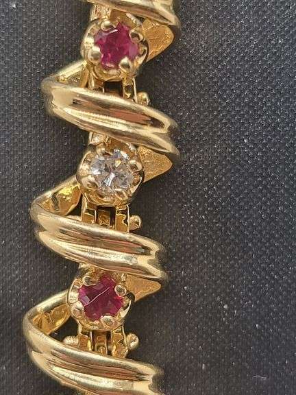 14KT Gold Ruby and Diamond Tennis Bracelet
