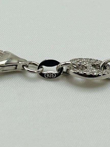 925 Sterling Silver Gucci Inspired Alternative Crystal Link Chain