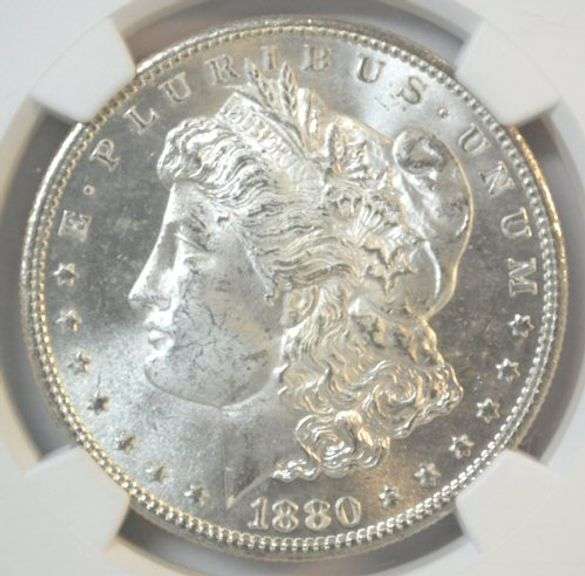 Flashy nearly Gem BU 1880-S & 1881-S Morgan Silver Dollars. NGC MS64's