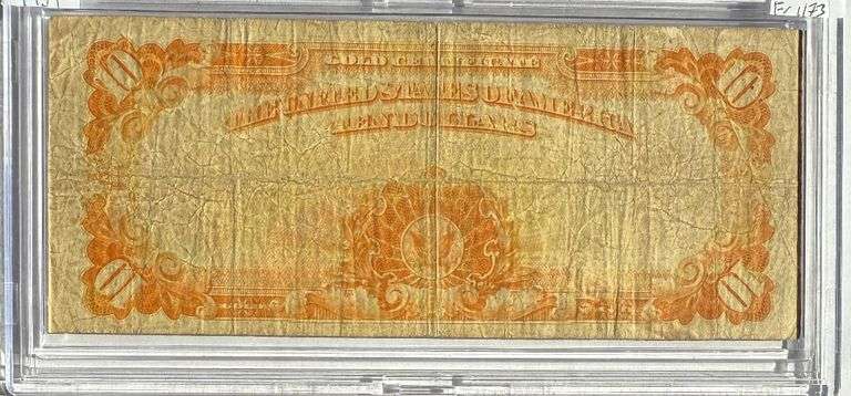 Cased $!0 1922 Series Gold Certificate.